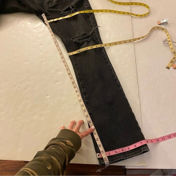 Frame Le Mini Boot Jeans Waist 29 Womens 8 Pepperdine Slash Distressed Black - Picture 11 of 11